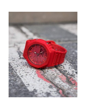 Unisex-Uhr Casio GA-2100-4AER Rot Multifunktion