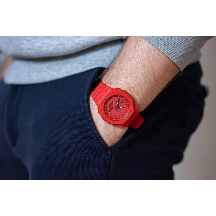 Unisex ur Casio GA-2100-4AER Rød Multifunktion