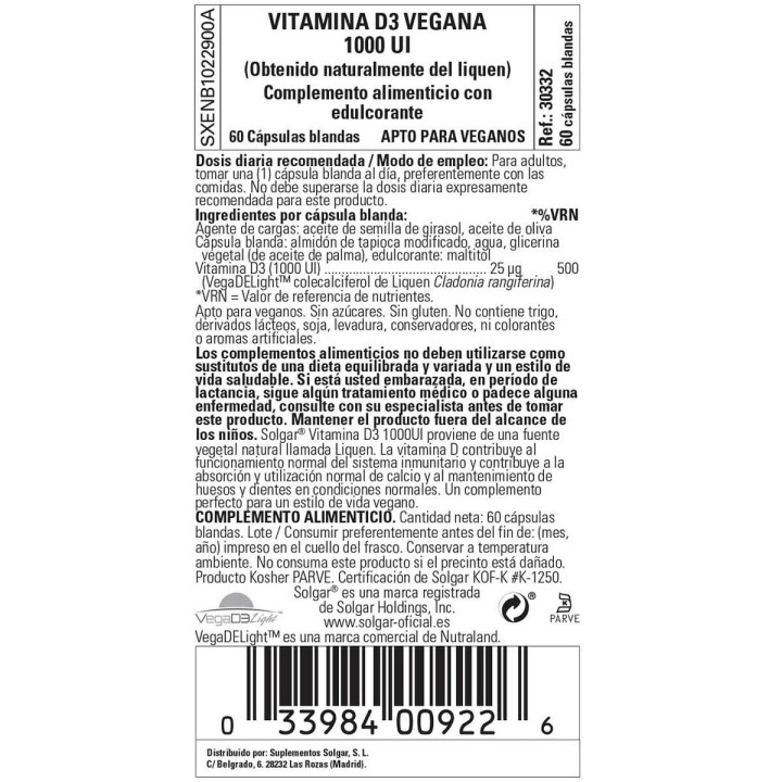 Vitamins Solgar Vegan Capsule (60 uds)