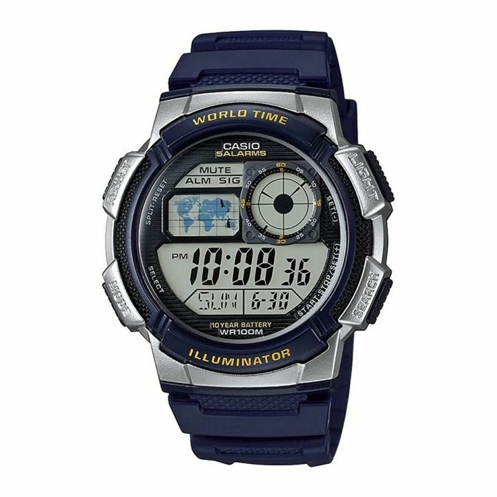 Orologio Uomo Casio WORLD TIME ILLUMINATOR - 5 ALARMS, 10 YEAR BATTERY Nero Grigio (Ø 40 mm) (Ø 43 mm)
