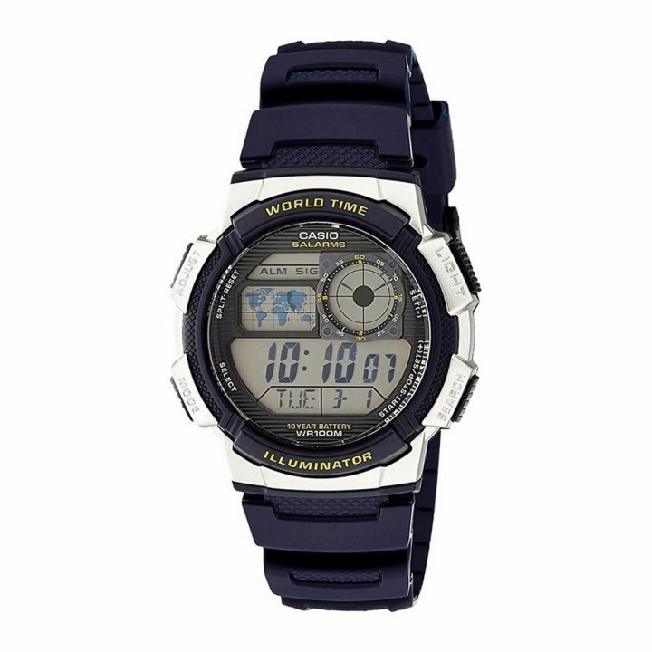 Herreur Casio WORLD TIME ILLUMINATOR - 5 ALARMS, 10 YEAR BATTERY Sort Grå (Ø 40 mm) (Ø 43 mm)