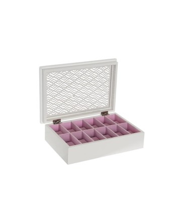 Æske til ure DKD Home Decor Hvid Lyserød Krystal Træ MDF 29 x 20 x 9 cm (12 enheder)