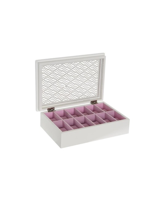 Custodia per orologi DKD Home Decor Bianco Rosa chiaro Cristallo Legno MDF 29 x 20 x 9 cm (12 Unità)