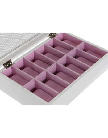 Custodia per orologi DKD Home Decor Bianco Rosa chiaro Cristallo Legno MDF 29 x 20 x 9 cm (12 Unità)