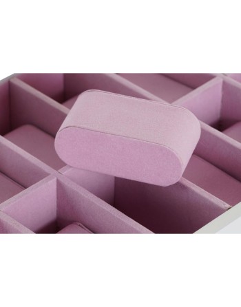 Custodia per orologi DKD Home Decor Bianco Rosa chiaro Cristallo Legno MDF 29 x 20 x 9 cm (12 Unità)