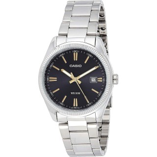 Herreur Casio DATE Sort Sølvfarvet (Ø 39 mm)
