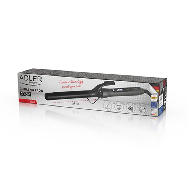 Rizador de Pelo Adler AD 2114 Negro Gris Cerámica 1 Pieza