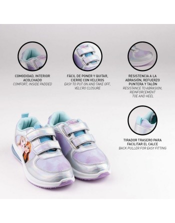 LED Trainers Frozen Velcro Silver