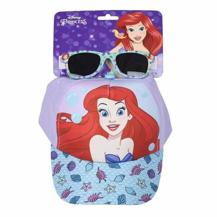 Sæt med kasket og solbriller Disney Princess Børns 2 Dele