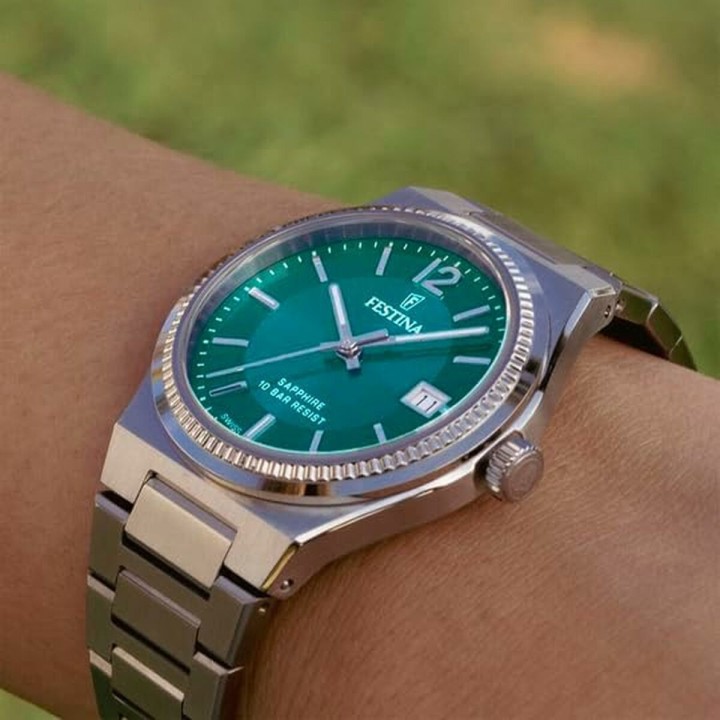 Herreur Festina F20035/5 Grøn Sølvfarvet (Ø 35 mm)