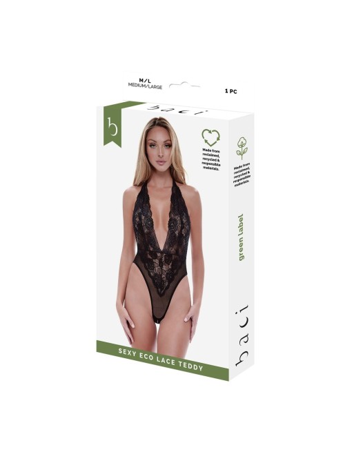 Ensemble de Lingerie Baci Lingerie Eco Lace Teddy Noir (S/M)