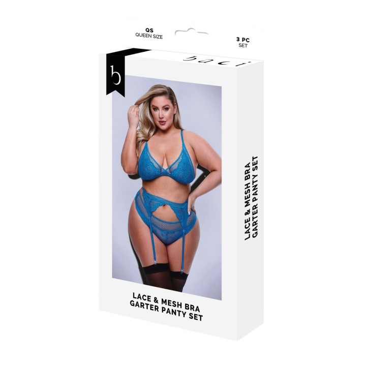 Unterwäsche-Set Baci Lingerie Garter & Panty Blau (Queen)