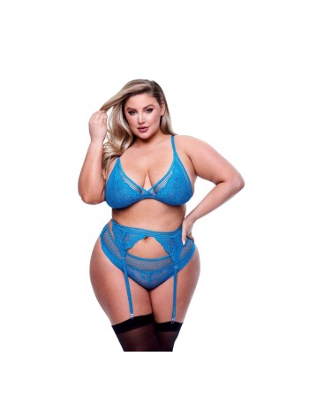 Undertøj Sæt Baci Lingerie Garter & Panty Blå (Queen)