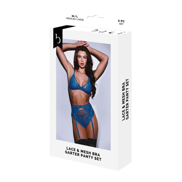 Unterwäsche-Set Baci Lingerie Garter & Panty Blau (M/L)