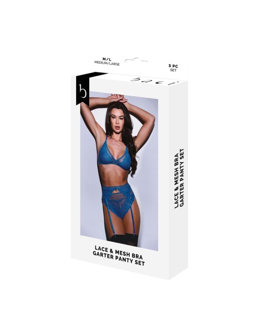 Undertøj Sæt Baci Lingerie Garter & Panty Blå (S/M)