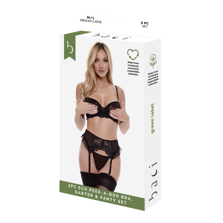 Unterwäsche-Set Baci Lingerie Peek-A-Boo Bra Schwarz (S/M)