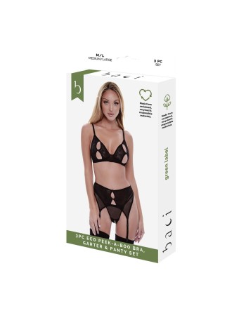Unterwäsche-Set Baci Lingerie Peek-A-Boo Bra Schwarz (M/L)