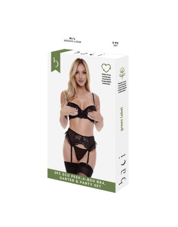 Conjunto de Lencería Baci Lingerie Peek-A-Boo Bra Negro (M/L)
