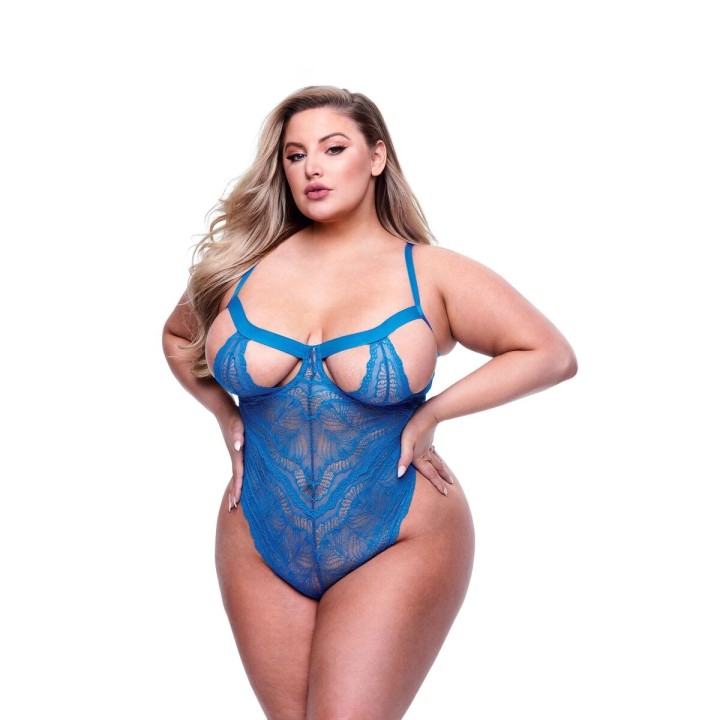 Undertøj Sæt Baci Lingerie Lace Teddy Blå (Queen)