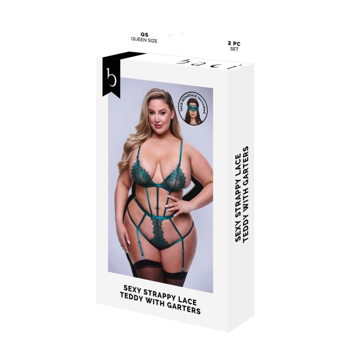 Undertøj Sæt Baci Lingerie Lace Teddy Grøn (Queen)