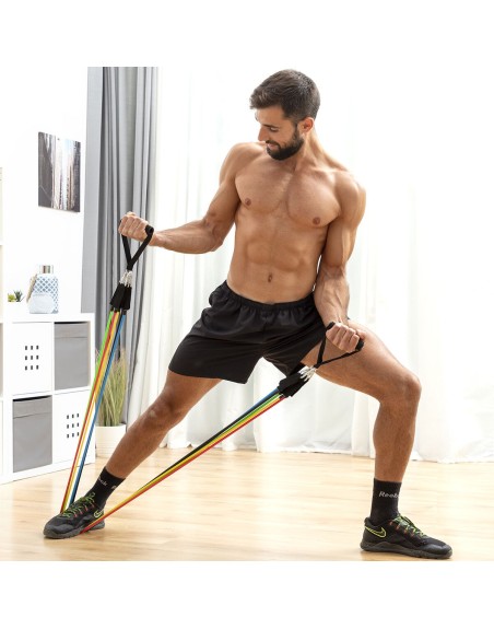 Set de Bandas de Resistencia con Accesorios y Guía de Ejercicios Rebainer InnovaGoods 5 Unidades