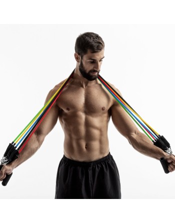 Set de Bandas de Resistencia con Accesorios y Guía de Ejercicios Rebainer InnovaGoods 5 Unidades