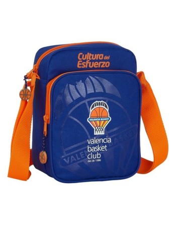 Borsa a Tracolla Valencia Basket Azzurro Arancio (16 x 22 x 6 cm)