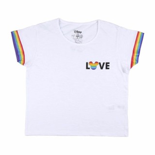 Kortærmet T-shirt til Kvinder Disney Love Pride Hvid