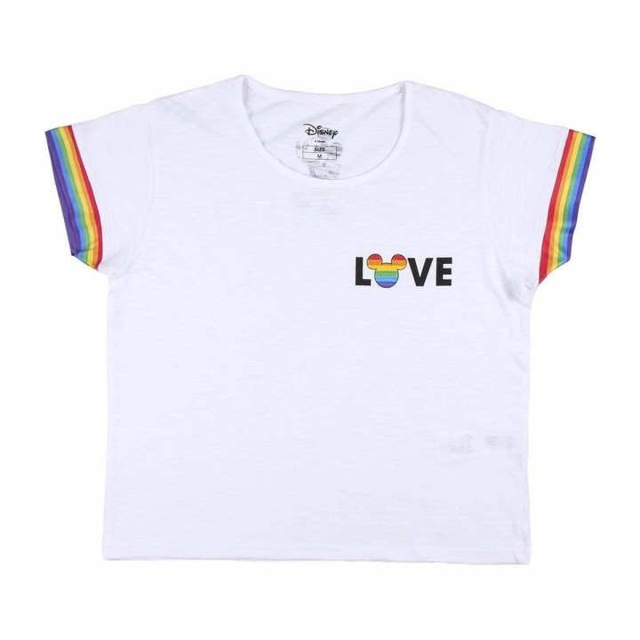 Camiseta de Manga Corta Mujer Disney Love Pride Blanco
