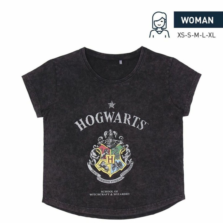 Kortærmet T-shirt til Kvinder Harry Potter Grå Mørkegrå