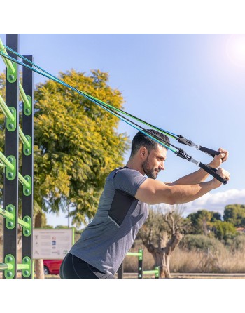 Satz regulierbaren Stretchbändern mit Accessoires und Übungsleitfaden Tribainer InnovaGoods 3 Stück