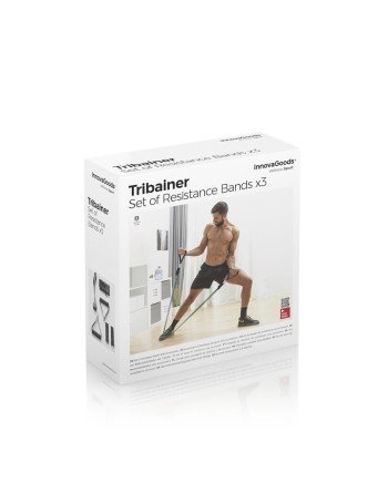 Satz regulierbaren Stretchbändern mit Accessoires und Übungsleitfaden Tribainer InnovaGoods 3 Stück