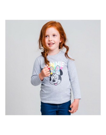 Camiseta de Manga Larga Infantil Minnie Mouse Gris
