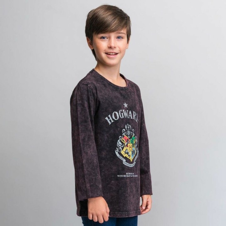 Langærmet T-shirt til Børn Harry Potter Grå Mørkegrå