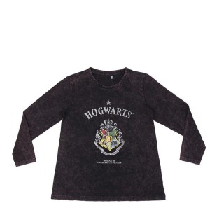 Langærmet T-shirt til Børn Harry Potter Grå Mørkegrå