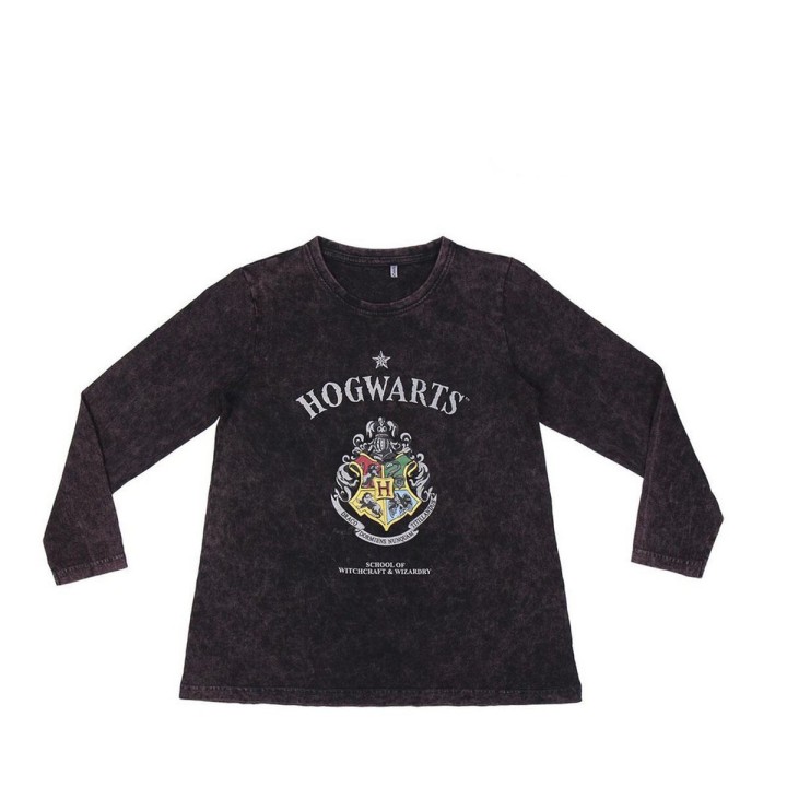 Langærmet T-shirt til Børn Harry Potter Grå Mørkegrå