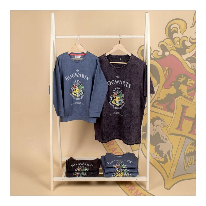 Langærmet T-shirt til Børn Harry Potter Grå Mørkegrå