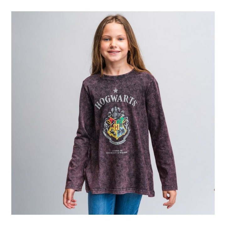 Langærmet T-shirt til Børn Harry Potter Grå Mørkegrå