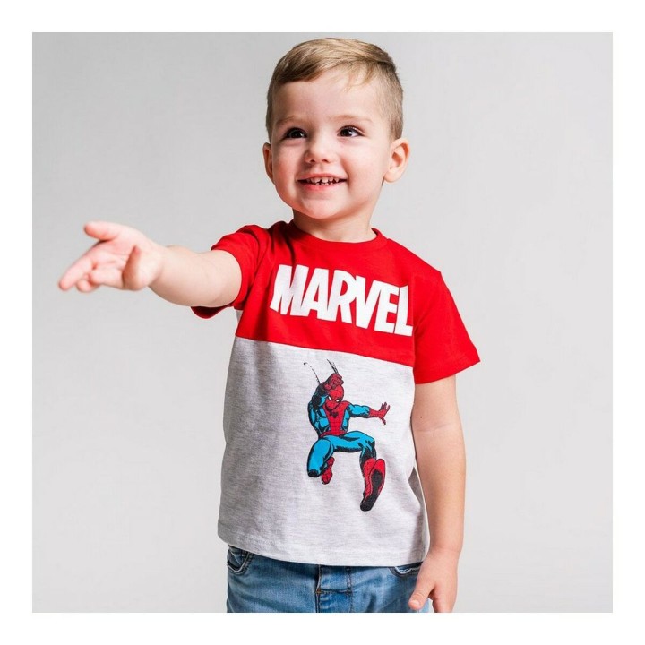 Camiseta de Manga Corta Infantil Marvel Gris 2 Unidades