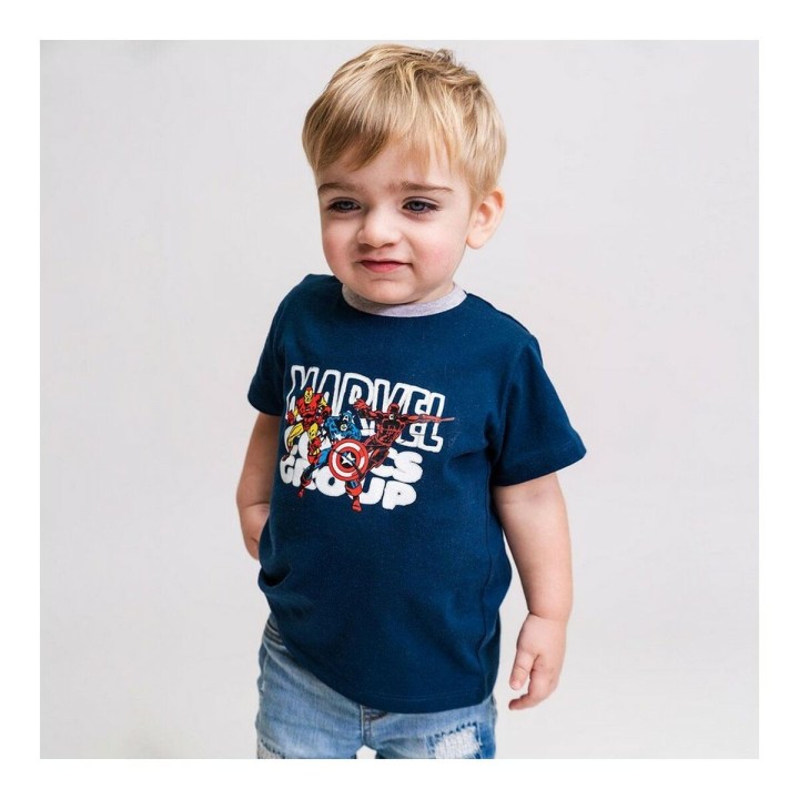Maglia a Maniche Corte per Bambini Marvel Grigio 2 Unità