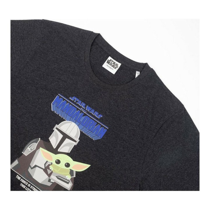 Camiseta de Manga Corta Hombre The Mandalorian Negro Adultos