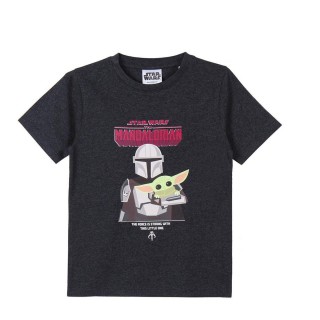 Børne Kortærmet T-shirt The Mandalorian Sort