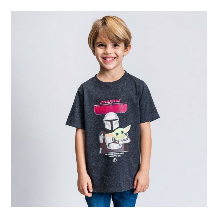 Børne Kortærmet T-shirt The Mandalorian Sort