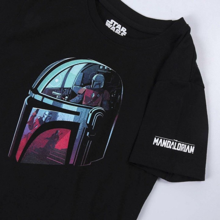 Børne Kortærmet T-shirt The Mandalorian Sort