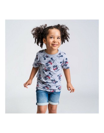 Maglia a Maniche Corte per Bambini Minnie Mouse Grigio