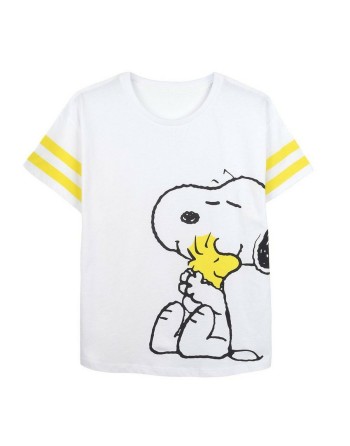 Damen Kurzarm-T-Shirt Snoopy Weiß