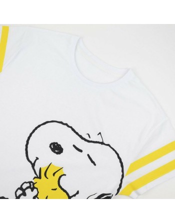 Camiseta de Manga Corta Mujer Snoopy Blanco