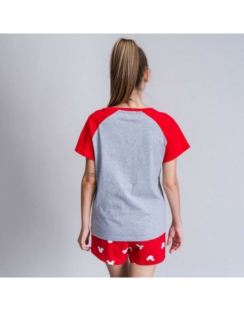 Pyjama D'Été Minnie Mouse Rouge Femme Gris