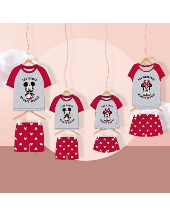 Sommer-Schlafanzug Mickey Mouse Rot Grau