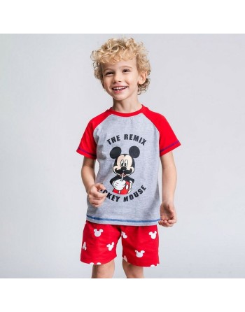 Pijama de Verano Mickey Mouse Rojo Gris